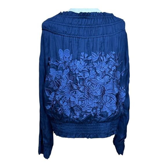 Anthropologie Love Sam Embroidered Bomber Jacket  small silk embroidery - Picture 8 of 11